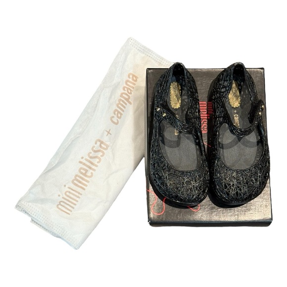 Mini Melissa Campana Papel black/silver glitter shoes - Picture 3 of 9